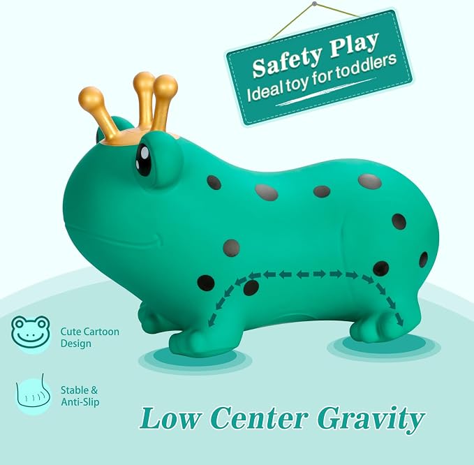 INPANY Bouncy Horse, Frog Hopper Toys, Toddlers Bouncing Animal Hopping Toys, Inflatable Ride on Rubber Bouncer, Outdoor Indoor Baby Birthday Gifts for 2 3 4 Year Old Girls Boys