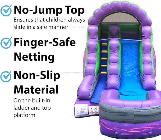 TentandTable Inflatable Water Slide for Kids and Adults, Commercial Grade Giant Blow Up Backyard Water Fun, Includes Electric Air Blower, 23' L x 9' W x 12' H, Purple Marble