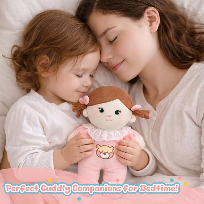 Soft Baby Doll My First Baby Rag Dolls for Kids,Snuggle Buddy Toy for 1 Year Old Girl,Birthday Gifts for Girls Infants 10"(Pink)