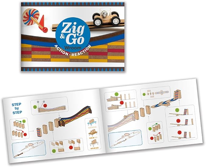 DJECO Zig & Go Wooden Domino Race Construction Set, 45 Pieces (35643)