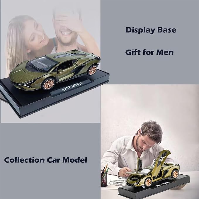 Lambo Toy Car Sian FKP3 Die-Cast Car Model with Lights and Sound Pull Back Toy Car for Boys Age 3 4 5 6 + Year Old (Green)
