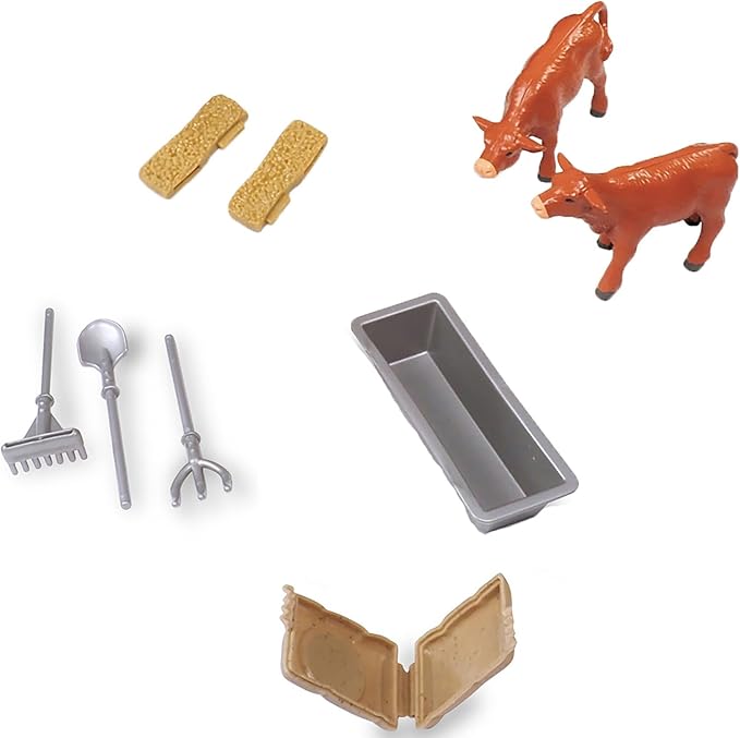 Big Country Toys: Truck & Cattle Trailer Adventure - 18pc Farm Toy Playset, Light-Sound White Pickup, Articulated Animals & Rancher Figure, Kids 3+