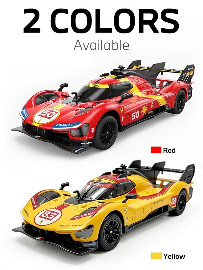 RASTAR 10370 1/24 RC Car Ferrari 499P with Openable Doors & DIY Decals | Officially Licensed, Ideal Gift, 2-Speed Switch, Independent Suspension, Racing Car Model for Play & Display