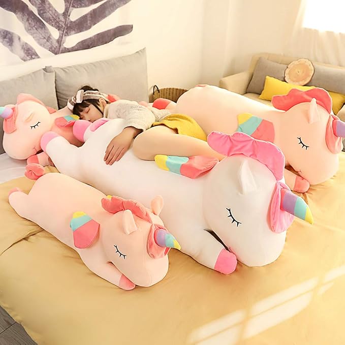 Unicorn Stuffed Animal, Soft Unicorn Plush Hugging Pillow Toy Gifts for Kids (White, 31.4 in)