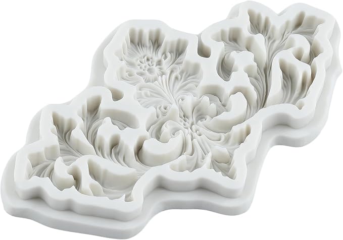 Baroque Curlicues Scroll Lace Polymer Clay Mold Vintage Relief Flower Filigree Silicone Molds for DIY Crafts Epoxy Resin Casting Air Dry Polymer Clay Plaster Jewelry Making