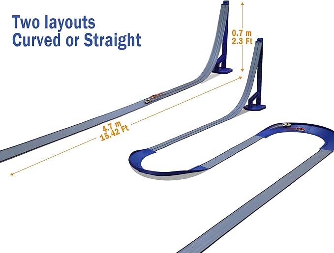 FateGo Gravity Car Race Track with Double Turn Curved Track Pieces, Dual-Lane Car Ramp Toy for 1:64 Die-cast Cars