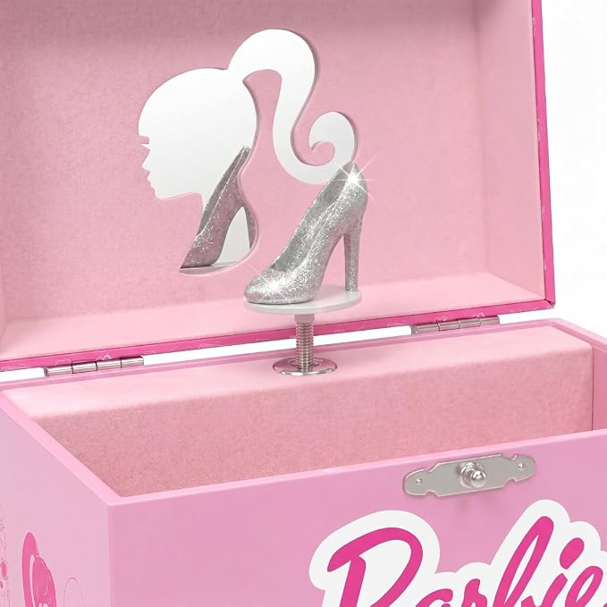 Barbie Storage Organizer for Accessories Musical Jewelry Box with Spinning Figurine, Barbie Toys for Girls Ages 3-5