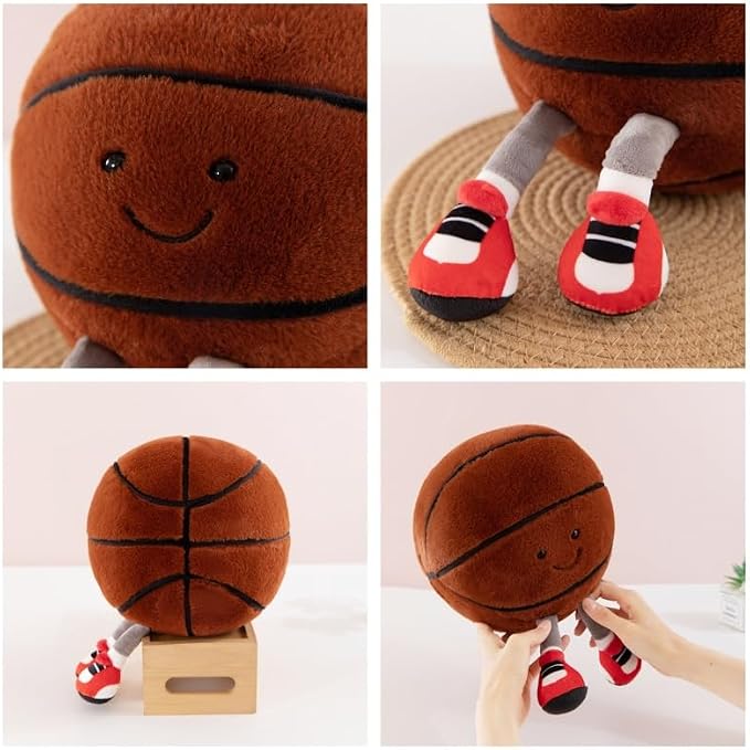 13.7" Cute Football Plush Toys Soft Stuffed Sport Throw Pillow Plush Ball Gift for Kids Birthday and Christmas Decoration (Basketball)