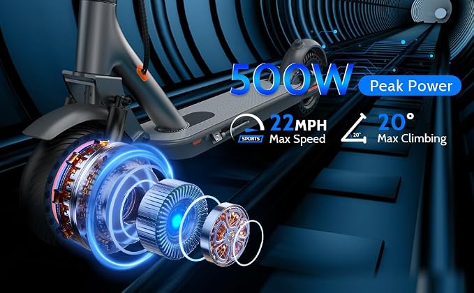 Maxshot Electric Scooter, 8.5" /10" /14" Tire, 16/19/22 Mph Top Speed, 12/16/21/27/28/49/50 Miles Long Range, Folding Escooter for Adults and Kids with Seat Bag, Dual Braking, Dual Suspension, App