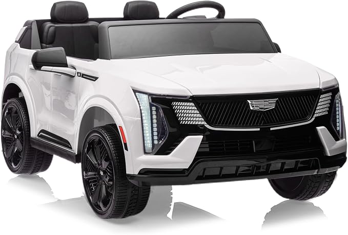 24V Ride On Car, Licensed Cadillac Battery Powered Electric Vehicle w/Remote Control, 2 Seater, 4-Wheel Shock Absorbers, Smooth Start, Music, LED Lights for Boys Girls