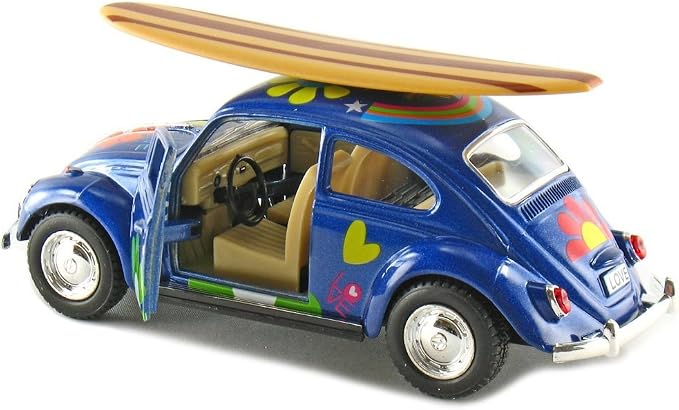 KiNSMART - 1967 Volkswagen Classic Beetle 5 Inch 1:32 Scale Die Cast Metal Model Toy (SetOf4 -Surfboards)