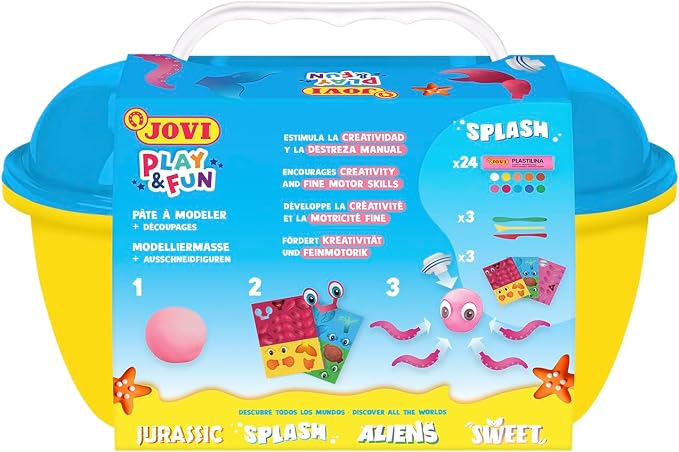 Jovi - Play&Fun Splash, Character kit for Children with Modeling Clay | Includes Cutouts, 24 Non-Drying Clay Sticks and Tools to Create Aquatic Animals, DIY Art for Kids