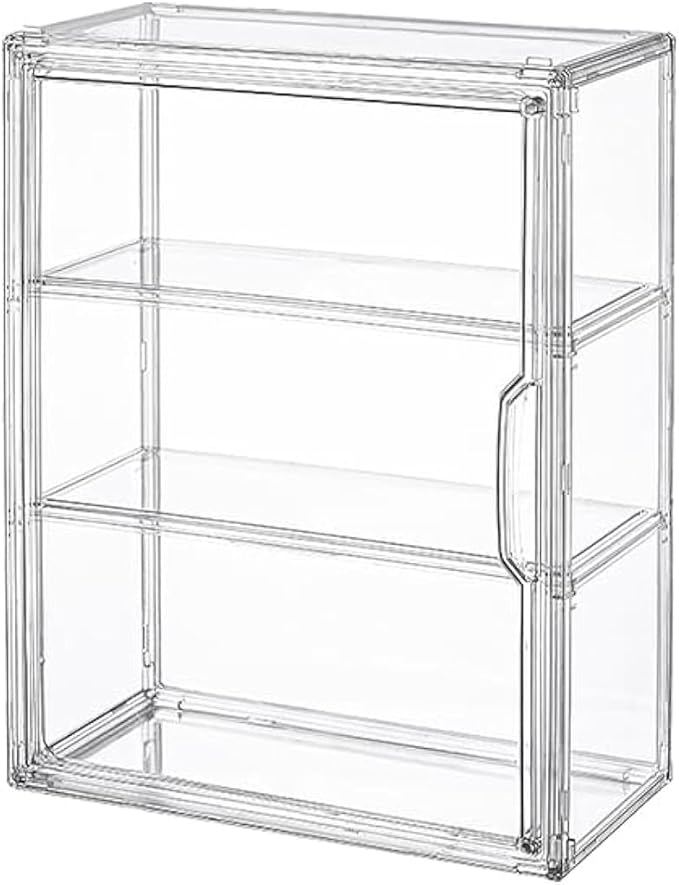 BOHOIDEE 3 Tiers Clear Display Case for Figures, Acrylic Storage Organizers Box with Magnetic Door, Wall-Mounted Dustproof Showcase for Collectibles Action Figure(4PACK Wall-Mounted Medium)