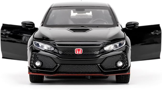 1:32 Scale Civic Type R Model Car，Toy Vehicle with Sound & Light, Pull Back Function & Openable Doors - Premium Diecast Collectible with Realistic Details Black