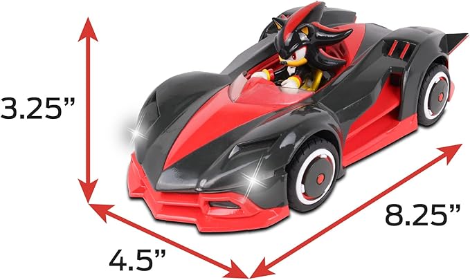 NKOK Team Sonic Racing 2.4GHz Radio Control Toy Car with Turbo Boost - Shadow the Hedgehog 602, Red, Turbo Boost Feature, Features Working Lights, for Ages 6 and up