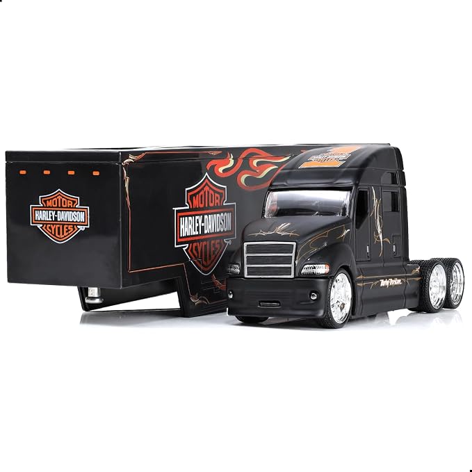 Semi Truck Toy with Trailer, 1/64 Scale Alloy Metal Diecast Heavy Semi Truck Trailer Head Toy Model, MAx Diecast Tow Traktor Gift for Boy Adult Model Car Collector -Black