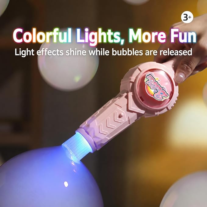 Fog Bubble Machine, Electric Smoke Bubble Maker with Music & Colorful Lights, Magic Interactive Bubble Fog Game for Kids Parties Gift, Includes 3 Refills, Green