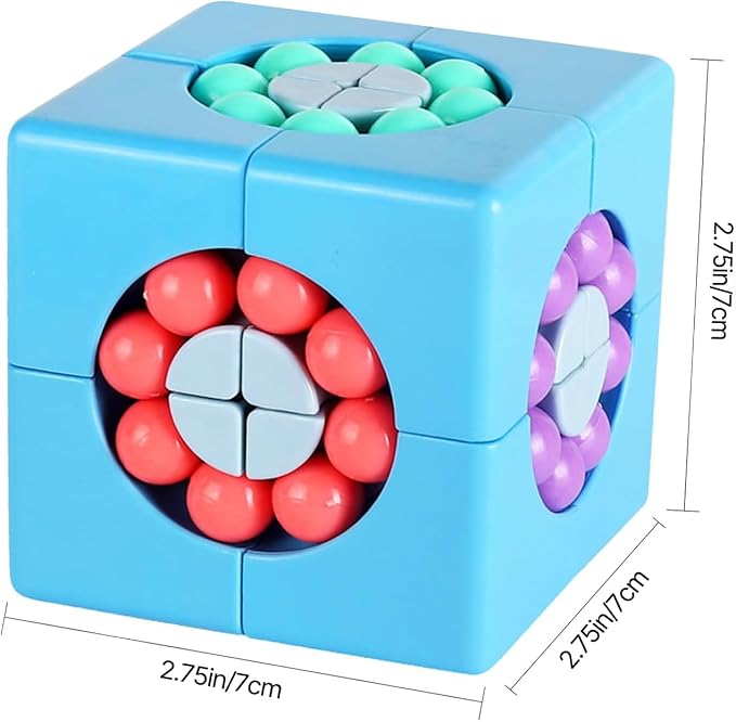 YUDANSI Magic Bean Cube Toy, Rotating Magic Bean Puzzle& Fidget Spinner 2-in-1, Rotating Magical Cube Fidgets Gift for Kids Boys Girls Age 3+, 5-7, 8-12, Brain Teaser Fingertip Toys for Teens Adults