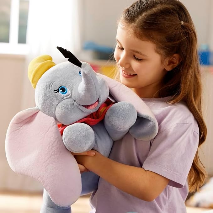 Disney Store Official Dumbo Medium Soft Toy for Kids, Cuddly Character with Fuzzy Texture and Embroidered Details, Floppy Oversized Ears, Disney Plushy Suitable for All Ages