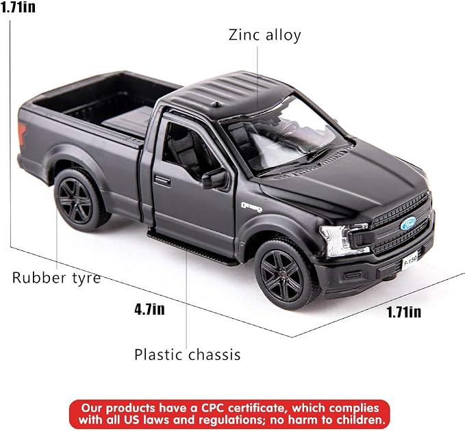 TGRCM-CZ 1/36 Scale F150 Pickup Truck Casting Car Model, Zinc Alloy Toy Car for Kids, Pull Back Vehicles Toy Car for Toddlers Kids Boys Girls (Black)