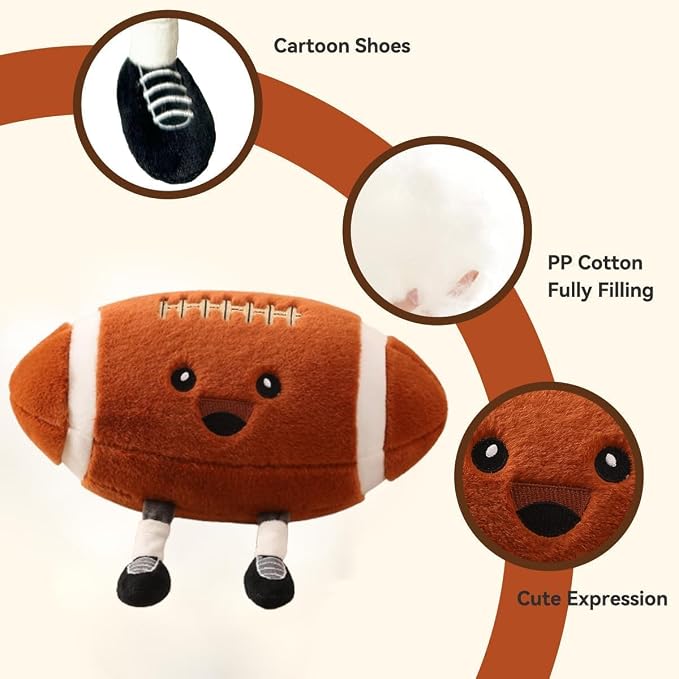 Football Plush, Funny Football Stuffed Animal Toy for Kids, Cute Football Plush Gift for Fans, Sport Throw Pillow for Boys Room Decor, Couch or Bed Birthday Gifts (Football 9 Inch)