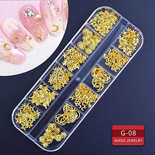 Artdone 9 boxes Nail Rhinestones Glitter Gems Diamonds Studs Crystals Sequins Kit With 1 Tweezers and 3 Pen for Nail Art Supplies Accessories