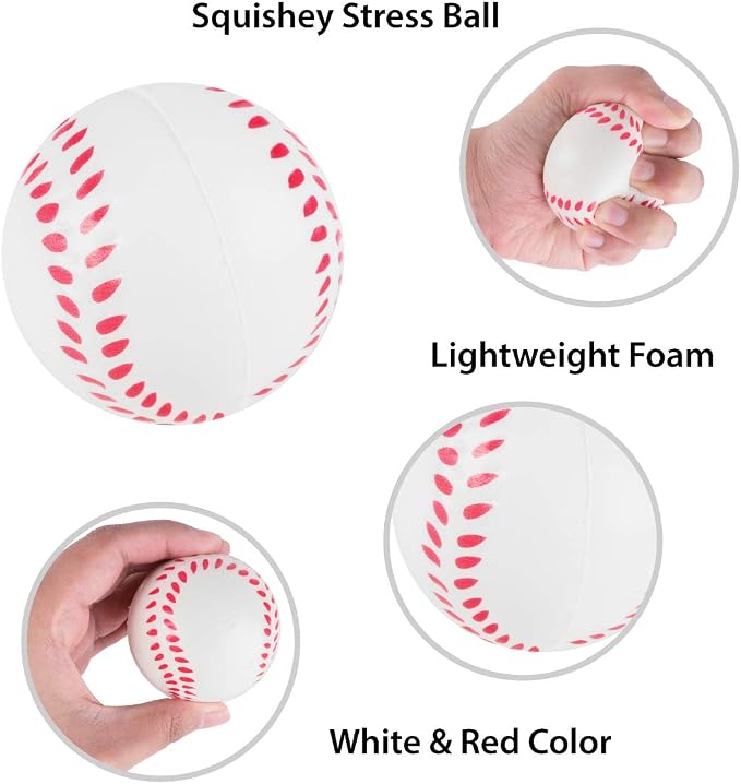 Super Z Outlet Mini Foam Sports Balls 24 Pack for Kids Adults Mini Baseball Football Basketball Soccer Stress Toy Game Party Decoration (Baseball)