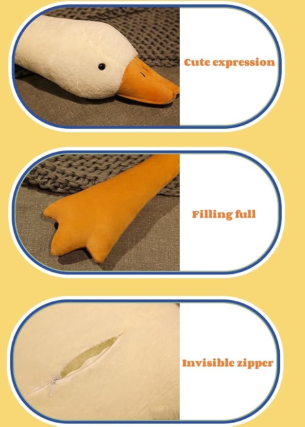 Giant Goose Stuffed Animal, 62.9 Inch Soft White Goose Plush Pillow, Cute Duck Plush Toy Swan Plushie Doll Sleeping Hugging Pillows Gift for Girls Boys