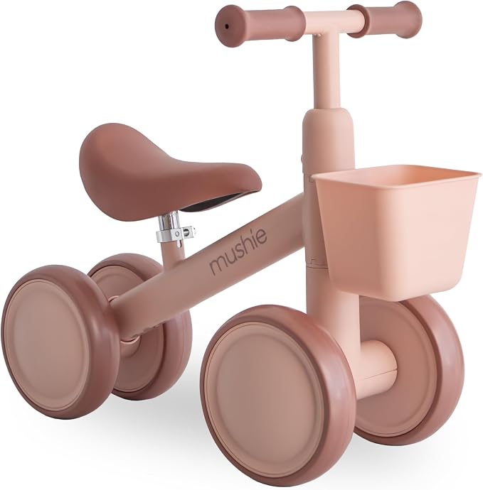 mushie Mini Toddler Bike (Blush) | 12-24 Months | 4 Wheels First Balance Bike