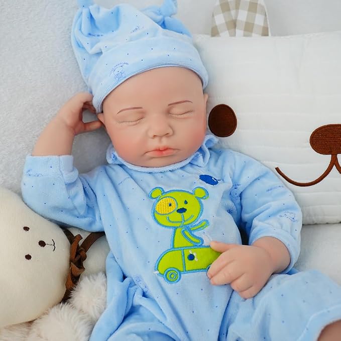 Boy 18.5 Inch, Silicone Reborn Baby Dolls, Realistic Baby Doll, Reborn Baby Dolls Silicone Full Body, Not Vinyl, Posable Newborn