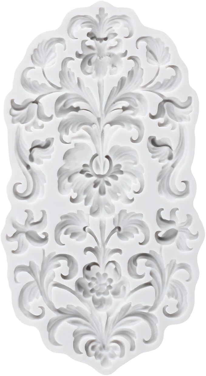 Baroque Polymer Clay Mold Curlicues Scroll Lace Silicone Molds Embossed Flower Mold for DIY Craft Epoxy Resin Casting Polymer Clay Tools Crafts Air Dry Jewelry Making