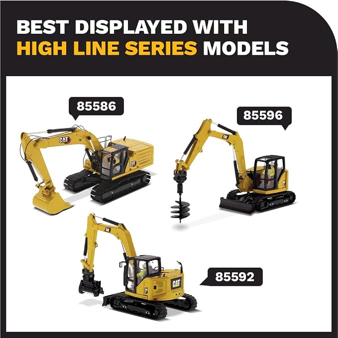 Diecast Masters CAT Caterpillar 301.7 CR Next Generation Mini Hydraulic Excavator with Work Tools and Operator High Line Series 1/50 Model 85597