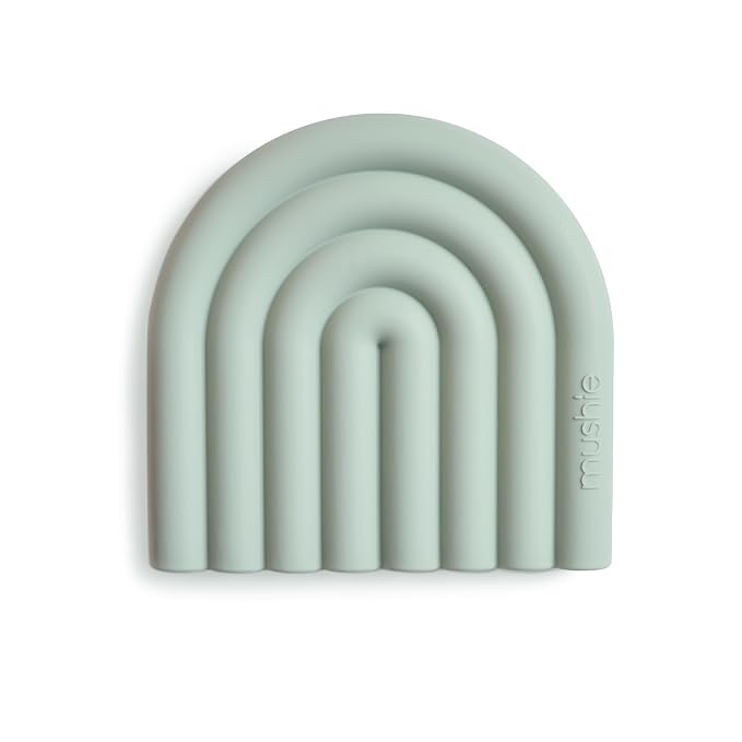 mushie Silicone Baby Teether Toy | Rainbow (Cambridge Blue)