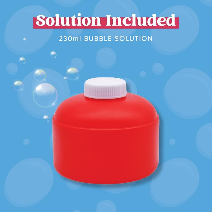 JOYIN Automatic Bubble Maker Fire Extinguisher Bubble Blower Machine with Solution (230 ml) for Kids, Indoor and Outdoor Play, Summer Themed Party and Birthday Gift