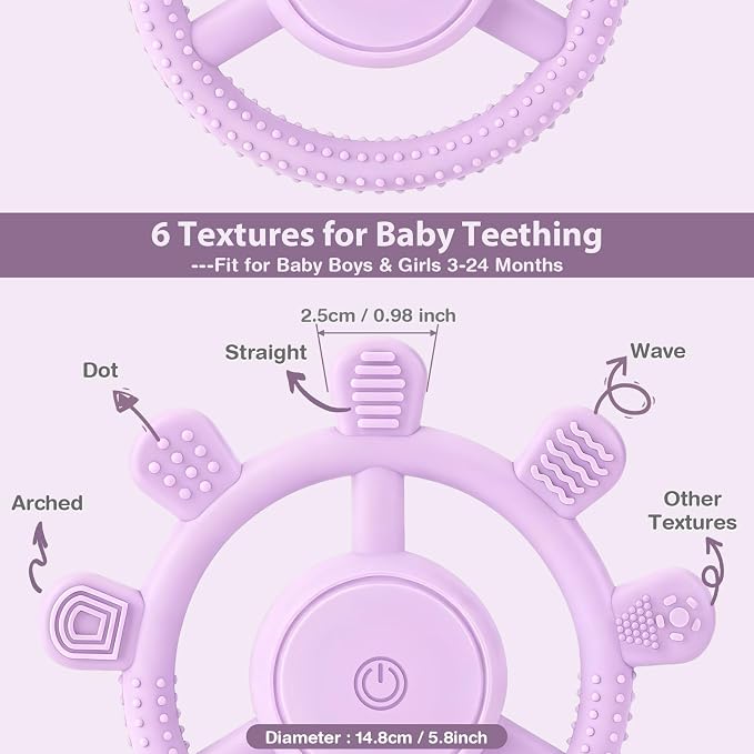 Vibrating Teether for Baby, Sensory Chew Toys for Autistic Children & Teething Toys for Babies 6-18 Months, USB Chargeable & 3X Vibration Settings. Toddler Travel Essential, Autism Sensory Products