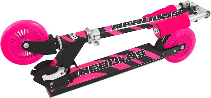 Ozbozz Nebulus Adjustable Scooter: Pink & Black - Kids Two Wheel Scooter, Foam Handle Grip, Adjustable Handle Height