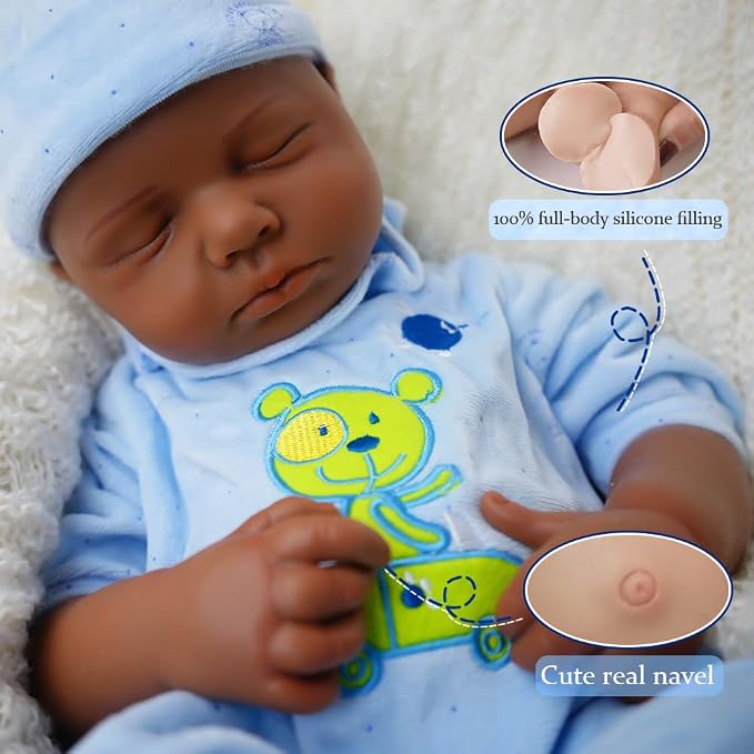 Boy 18.5 Inch, Full Silicone Baby Doll, Reborn Baby Dolls Silicone Full Body, Realistic Baby Dolls, Newborn, Not Vinyl, with Gift Box