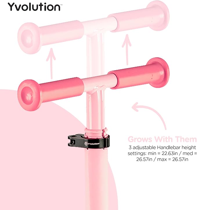 Yvolution Y Glider Air Scooter for Kids, 3 Wheel Scooter for Toddlers 4 Adjustable Height Glider with Kick Scooters, Lean to Steer with LED Flashing Light for Children Ages 3+ Years Old