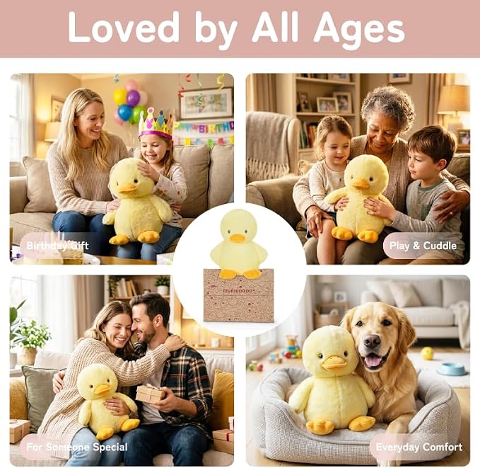 Niuniu Daddy 14" | 3.5 Pound Duck Weighted Stuffed Animal for Kids & Adults, Large Weighted Plushies Pillow for Sleeping and Calming, Cute Sitting Plush Toy Huggable Gift for Everyday Comfort