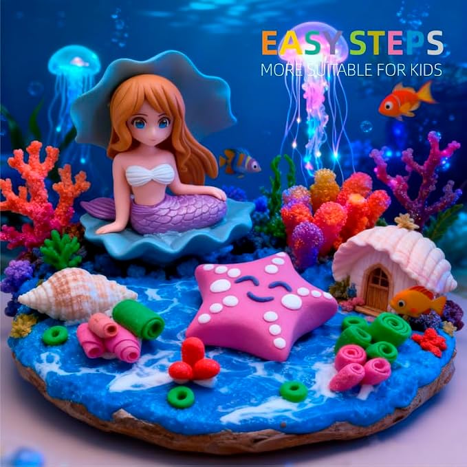 Air Dry Clay Kits for Kids,Animal & Ocean Theme,Modeling Clay for Kids, DIY Model Magic Clay with Sculpting Tools and Tutorials,20 Boxes Molding Clay,Ultra Light,Soft & Non-Sticky,Arts and Crafts Gift