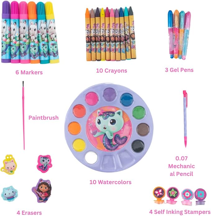 Innovative Designs Gabby's Dollhouse Creativity Fun Kids Art Set for Coloring, Painting, and Crafts