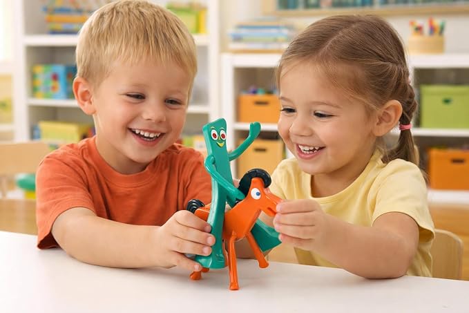 NJ Croce Gumby & Pokey 6" Bendable & Posable Figure Pair Fun Retro Toy for All Ages 3 and Up