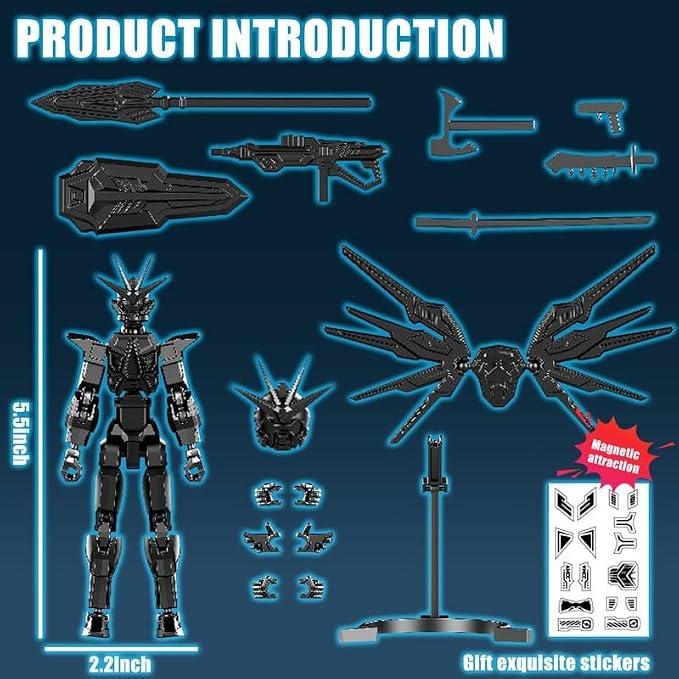 T13 Action Figure 2-Pack Set, Titan 13 Robot 3D Printed Already Assembled Collectible Toy with Dummy 13 Figure for 6 7 8 9 10 11 12 Years old Kids Gift, Titan13 & T-13 Model Kit for Kids & Adults