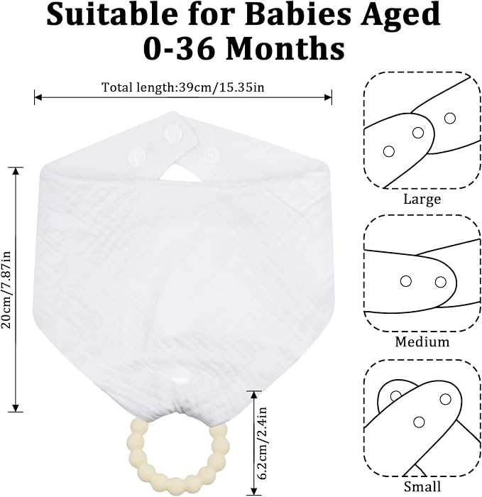 6-Pack Baby Bandana Drool Bibs & Teething Toys for 0-24 Months, Safety for Newborns and Toddlers