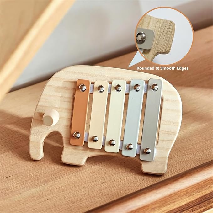 Lovely Xylophone for Toddlers, Early Childhood Development Musical Instruments for Toddlers, Wooden Xylophone for Kids,Musical Instruments Toys for Preschool Percussion Learning (Elephant)
