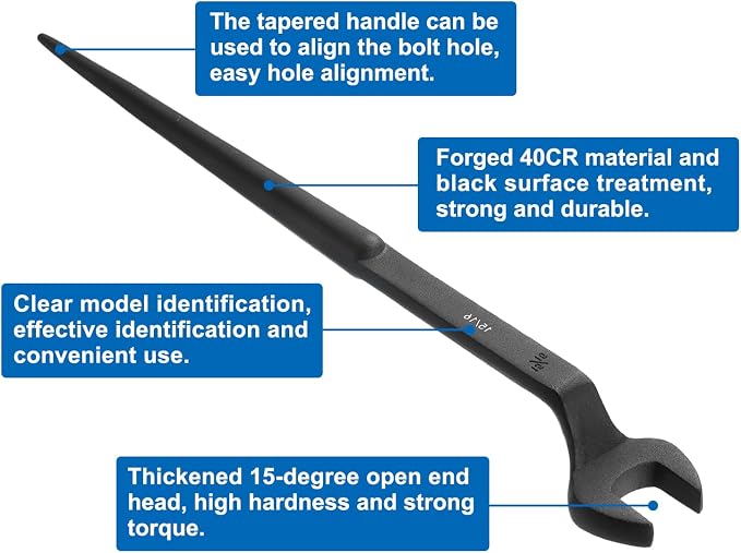 HARFINGTON Single Open End Spanner Wrench 15/16-inch 15 Degree Angle Single Open End SAE Construction Spanner Wrenches with 60°Offset Handle for Automotive Mechanical Maintenance