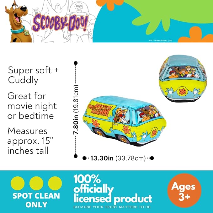 Scooby Doo Mystery Machine Van Bedding Super Soft Cozy Decorative Cuddle Pillow, (Officially Licensed Product) By Franco