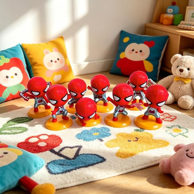 8Pcs Spider Figure Set, Cartoon Figures Christmas ‌Decoration‌, Collectible Figurines Gift for Anime Fans