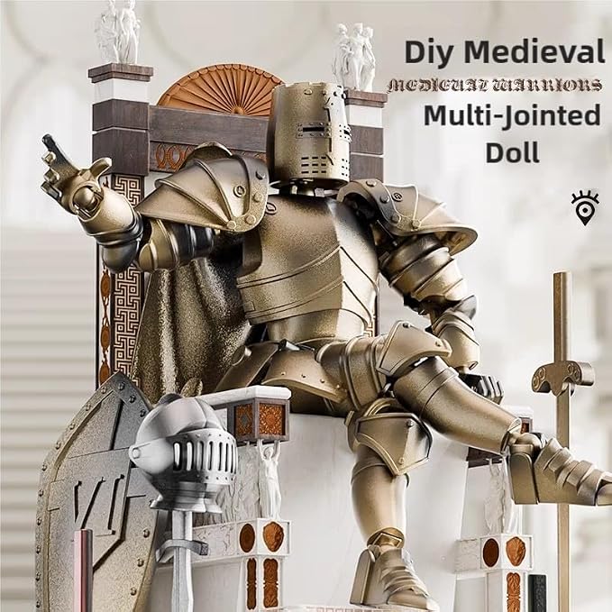 Medieval Action Figures,Knight Armor Action Figure,Multi-Jointed Movable Robot Mannequin T13,Dummy 13 Action Figure(Assembly Required) (C-Red)