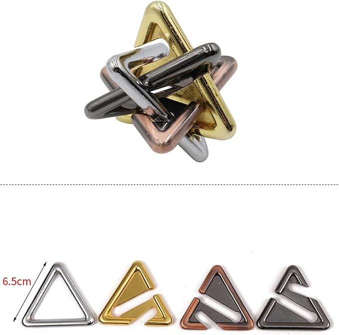 Joyeee 6 Pcs Brain Teaser Metal Wire Puzzles, Mind IQ Test Unlock Toy, Interlock Challenge Puzzle Game Educational Toy Gift for Boys Girls Teens Adults, #C